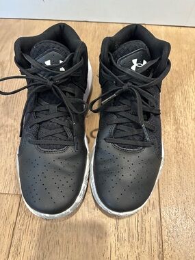 Under Armour Kids Black and White High-Top Sneakers